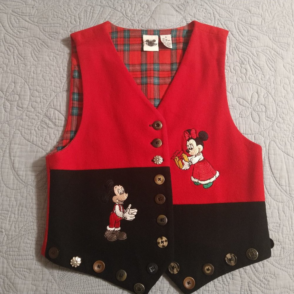Vintage Disney Catalog Mickey and Minnie Mouse Christmas Holiday Vest